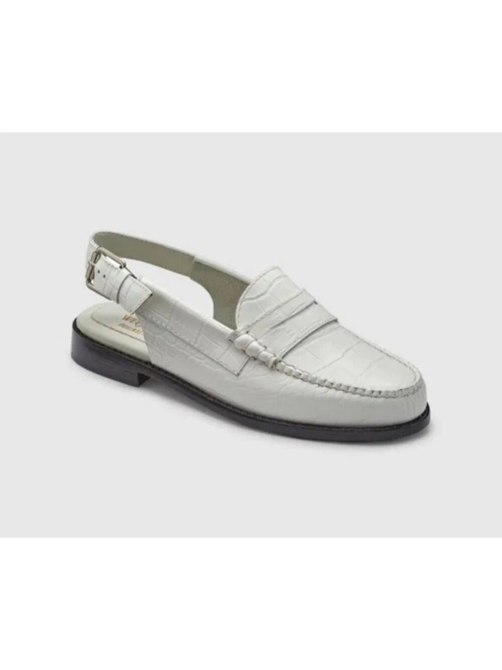 G.H. BASS Weejun Whitney Bax White Croc Embossed Slingback Flats Sz 10 White